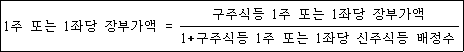 @@LATEX@@1주또는1좌장장부가액 = \frac{구주식등1주또는1좌당장부가액}{1 + 구주식등1주또는1좌당신주식등배정수}@@/LATEX@@